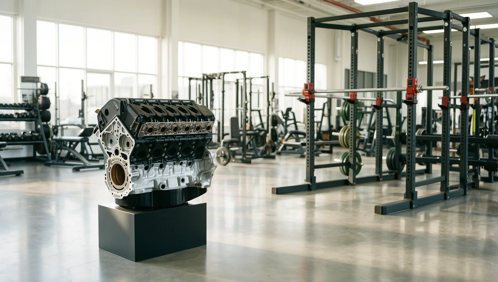 High-performance engine specimen on display